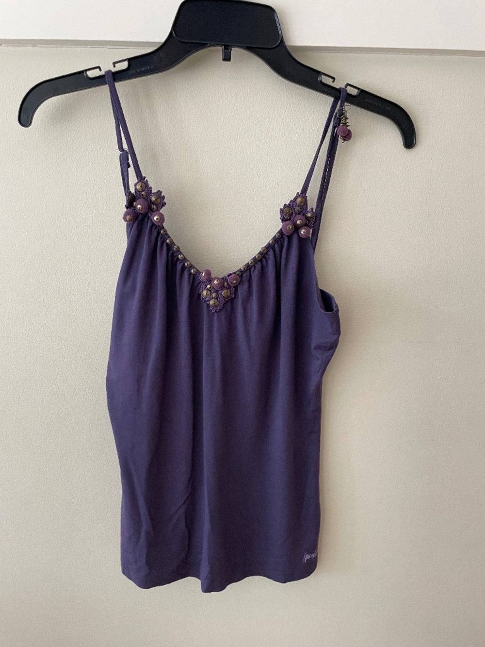 Miss Sixty Purple Studded Crochet Embellished Cami Tank Top size Small